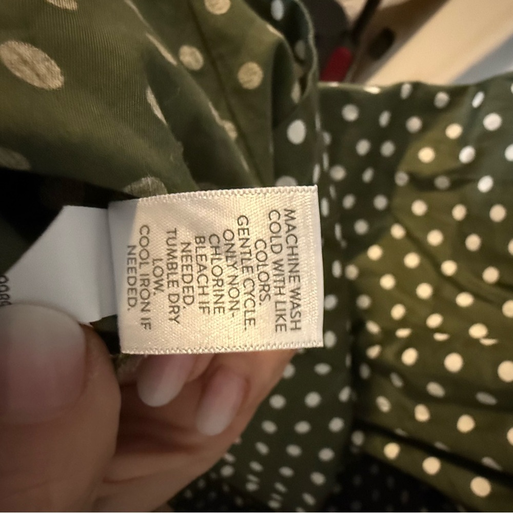 J. Jill Olive Polka Dot Midi Dress Petite - Picture 4 of 5